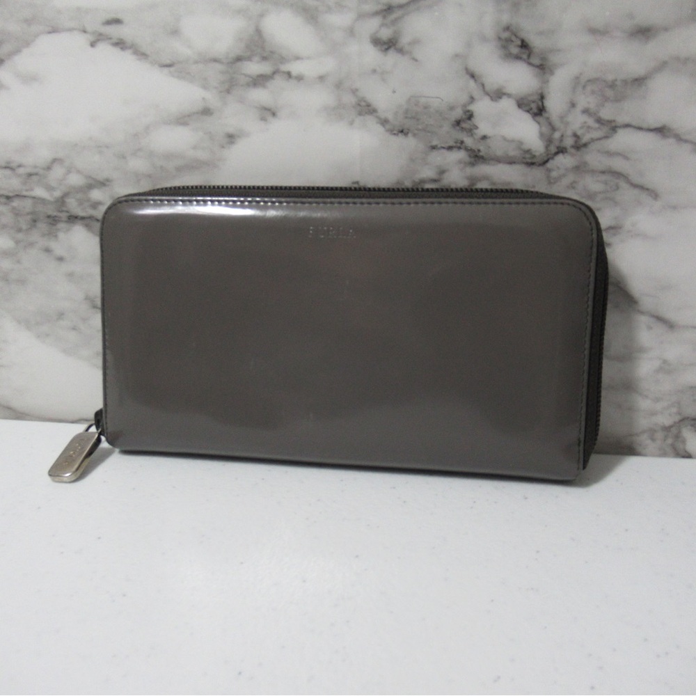 Furla Gray Zip Around Wallet